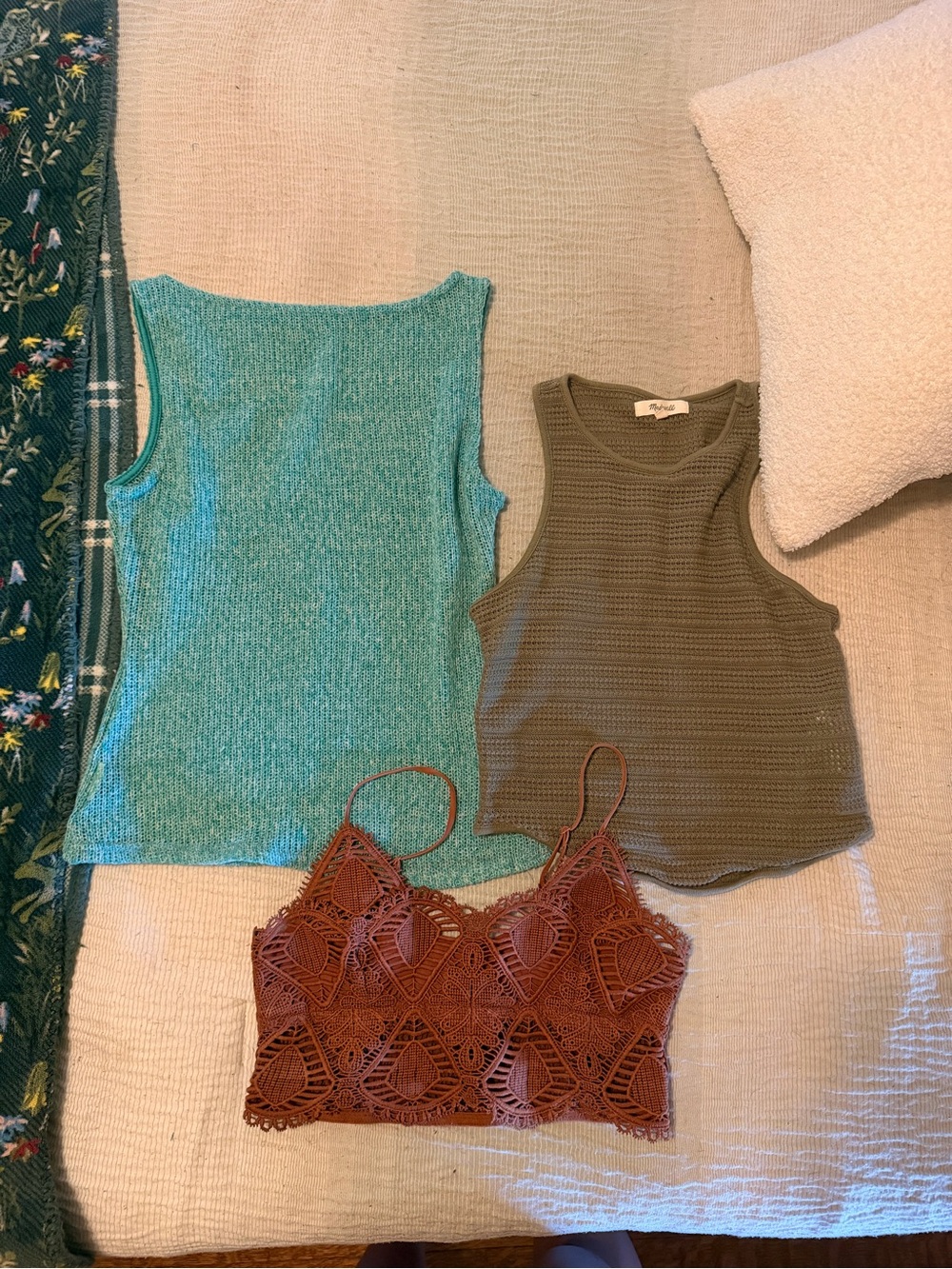 3 crochet tanks